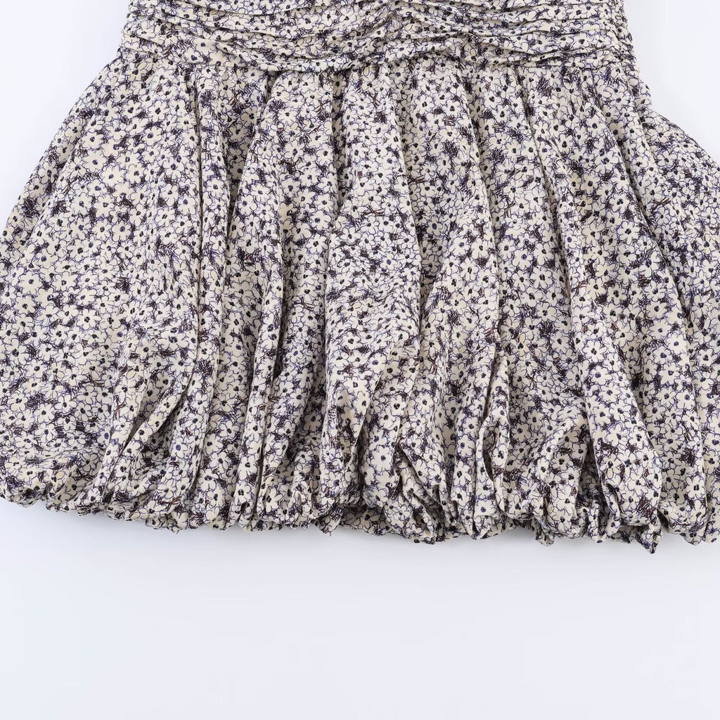 Damen Blumenkleid mit raffinierten Volants und elastischem Taillenbund EB