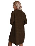 Damen Großer Strickmantel mit strukturiertem Muster und lässigem Schnitt EB