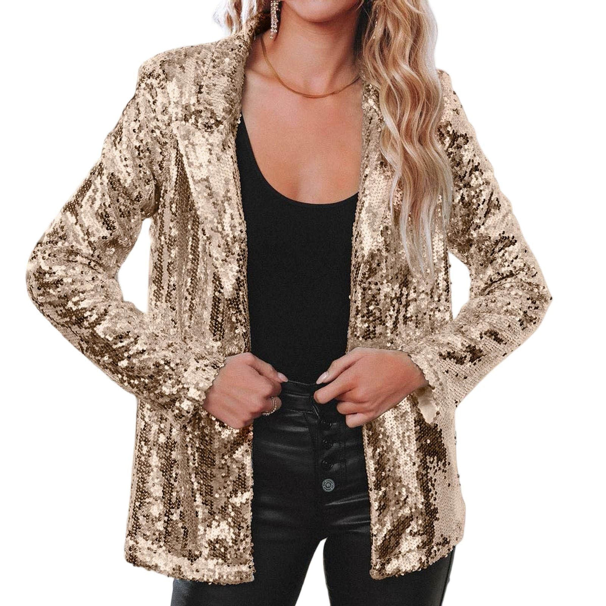 Damen Glitzerblazer mit schimmernden Pailletten und elegantem Schnitt EB