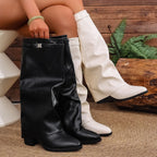 Damen Elegante, knöchelhohe Stiefeletten aus weichem Kunstleder mit modischem Falten-Design EB