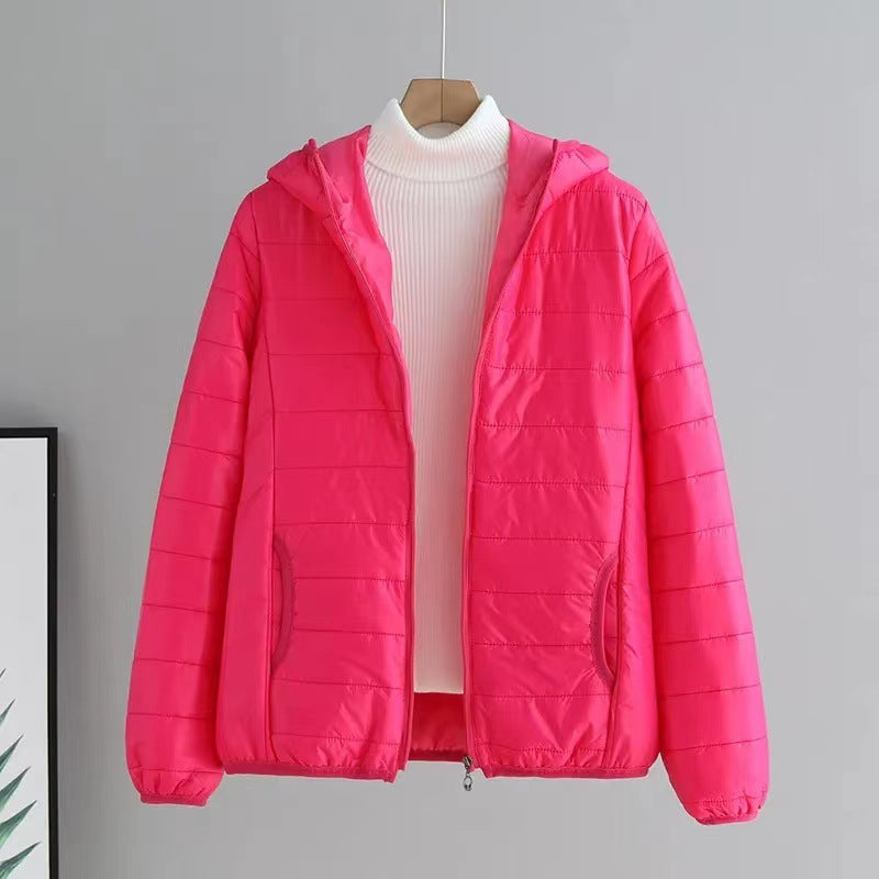Damen gesteppte Übergangsjacke mit Kapuze und modernem Schnitt EB