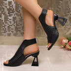 Damen Designer-Pantoletten mit modernem Blockabsatz EB