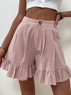 Damen Volant-Shorts mit elastischem Bund und seitlichen Taschen EB