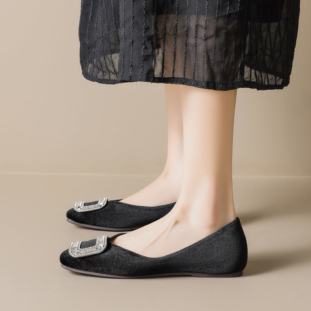 Damen elegante Ballerinas mit luxuriöser Schnallenapplikation EB