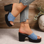 Damen Chunky Plattform-Sandalen mit modischem Design und erhöhtem Blockabsatz EB