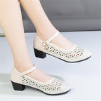 Damen Elegante Ballerinas mit stilvoller Spitzeneinlage und bequemem Blockabsatz EB