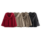 Damen asymmetrische ponchoartige Jacke aus weichem Material EB