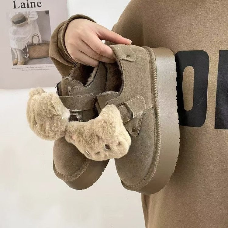 Damen Bequeme Clogs mit plüschiger Dekoration EB