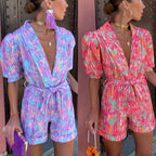 Damen Lebhaftes Print Lässiger Jumpsuit EB