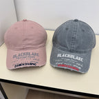 Distressed Denim-Baseballkappe mit Grafik für Herren
