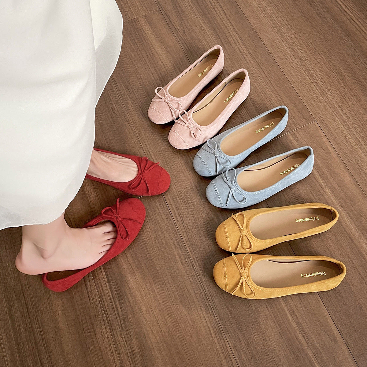 Damen Ballerinas mit süßem Schleifendetail EB