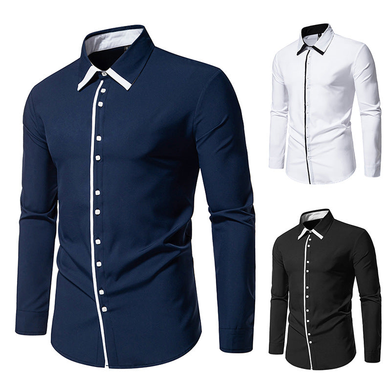 Herren elegantes Slim-Fit Hemd mit kontrastierendem Kragen und hochwertigen Stoffdetails EB