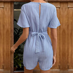Damen Jumpsuit mit Wickeloptik und voluminösen Ärmeln EB