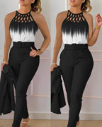 Damen Hochwertiger Jumpsuit mit modernem Netzeinsatz EB