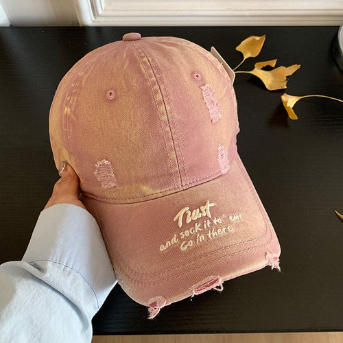 Baseballkappe aus Distressed-Denim