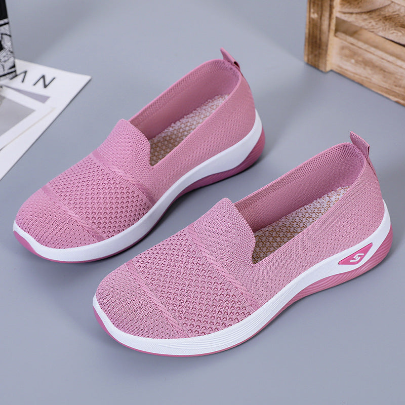 Damen Bequeme Slip-On Schuhe mit atmungsaktivem Strickdesign EB