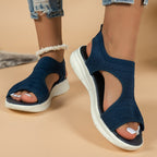 Damen Atmungsaktive Freizeit-Sandalen mit modischem Strickdesign und dämpfender Sohle EB