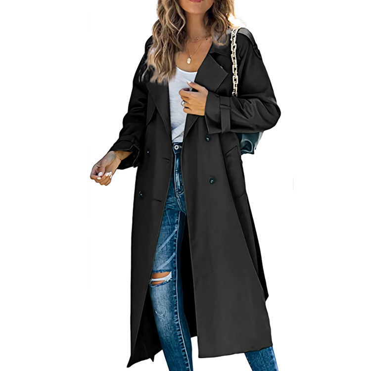 Damen legerer Trenchcoat mit Gürteldesign und stylischen Knöpfen EB