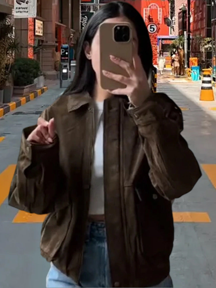 Damen Kunstlederjacke im lässigen Biker-Stil mit dezenten Ziernähten EB
