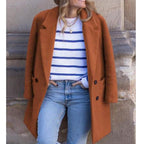 Damen eleganter und warmer Wollmantel mit doppelter Knopfleiste EB