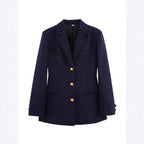 Damen elegante karierte Blazerjacke mit Goldknöpfen EB