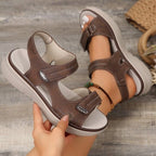 Damen bequeme Riemchen-Sandalen mit verstellbarem Klettverschluss EB