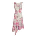 Damen elegantes asymmetrisches Kleid mit floralen Akzenten EB
