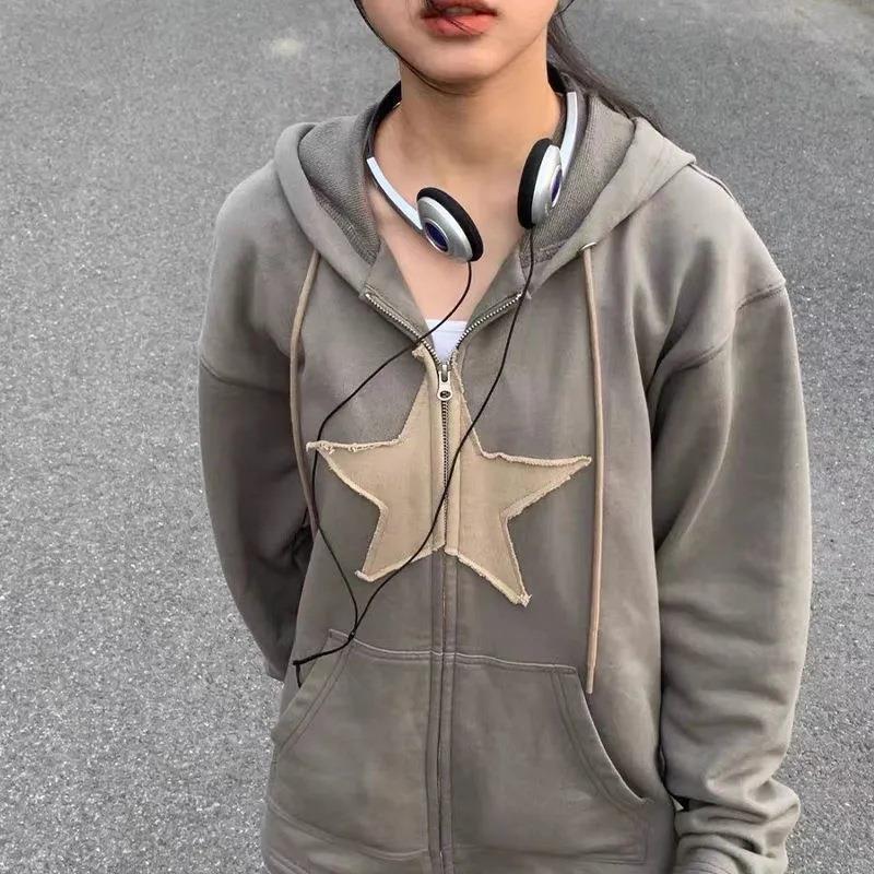 Damen Kapuzenjacke mit auffälligem Sternenmotiv und praktischen Taschen EB