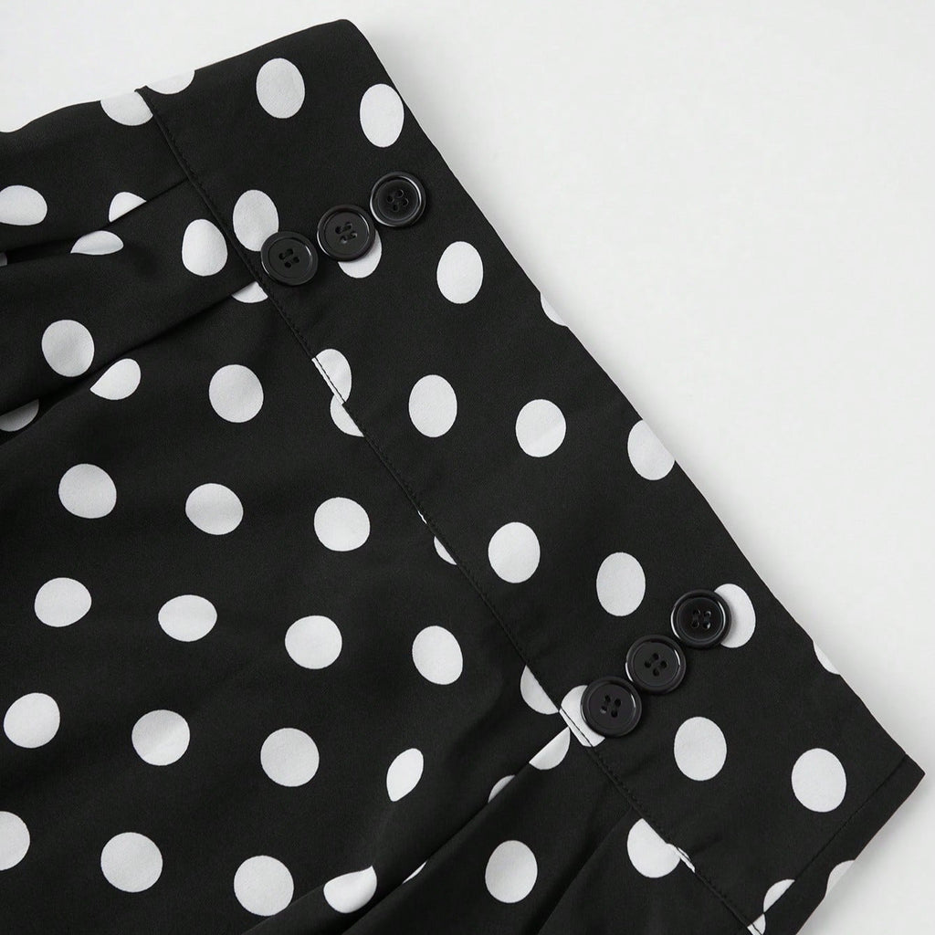 Damen Eleganter Midirock mit Polka Dots EB