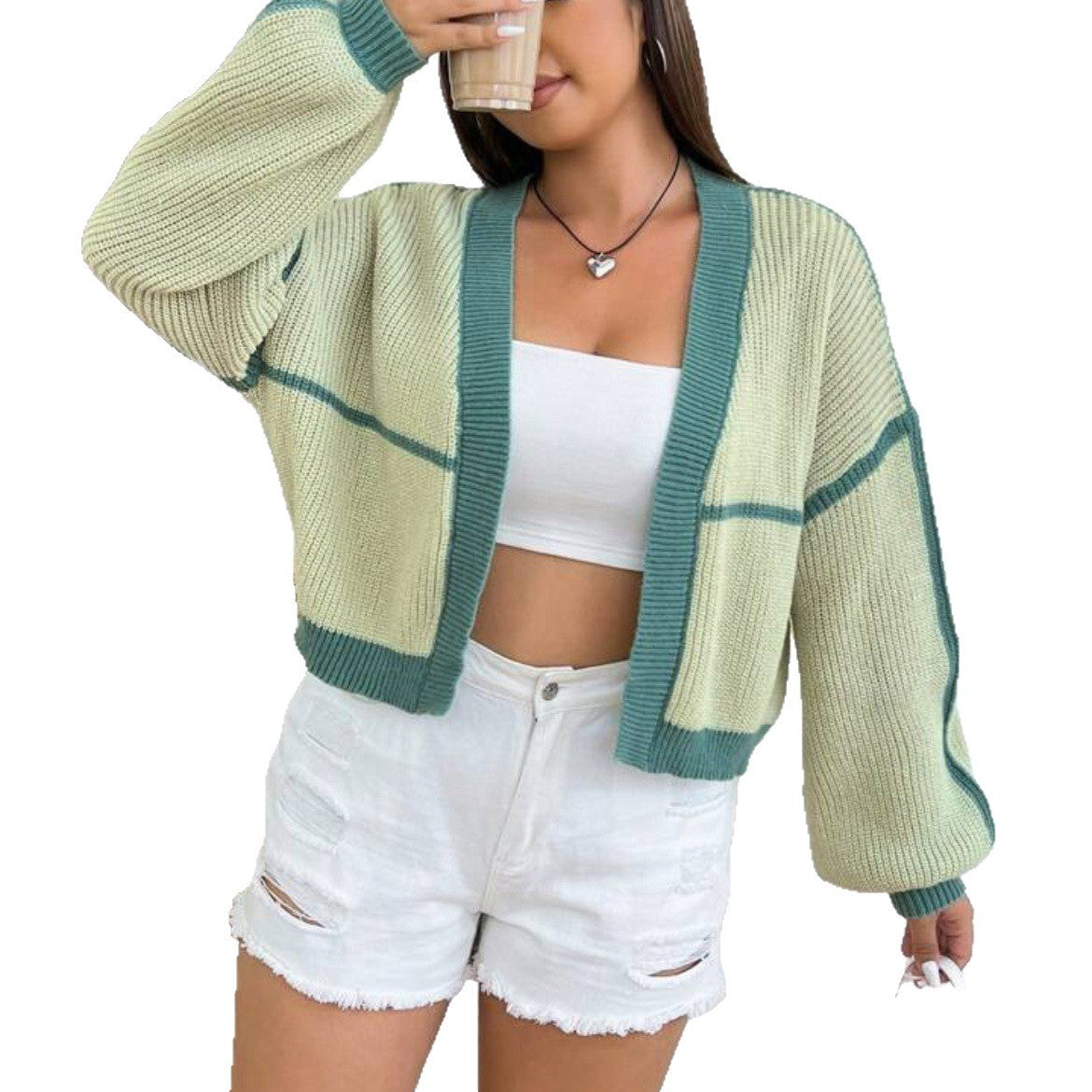 Damen Grobstrickjacke mit weit geschnittenen Ärmeln und auffälligem Design EB