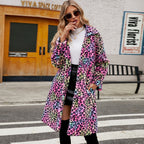 Damen Flauschiger Plüschmantel im Leoparden-Look EB