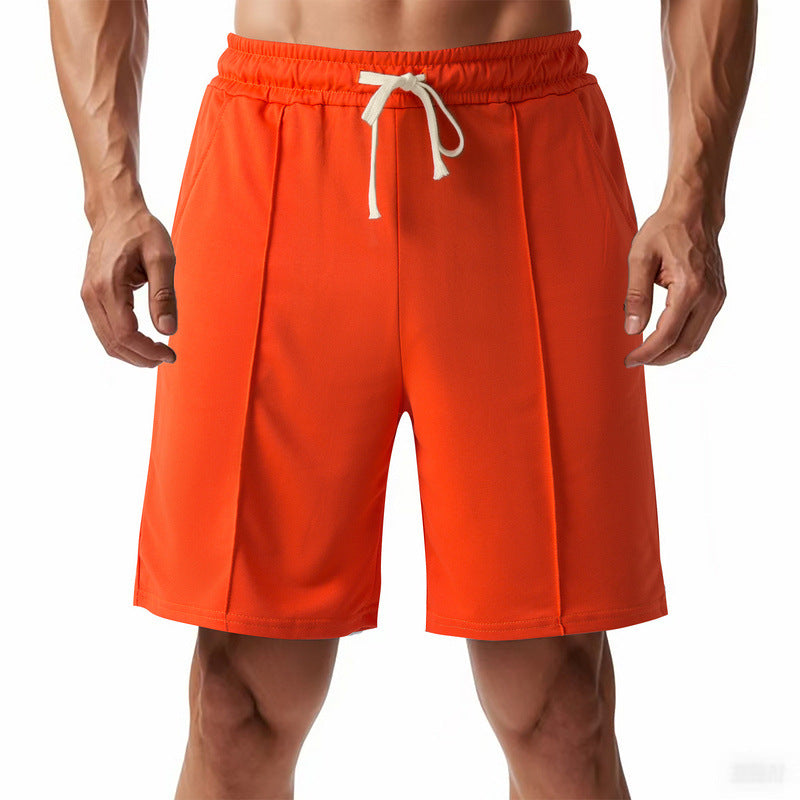 Kniekurze, entspannte Bermuda-Shorts für Herren mit Bügelfalte, elastischem Bund und Seitentaschen