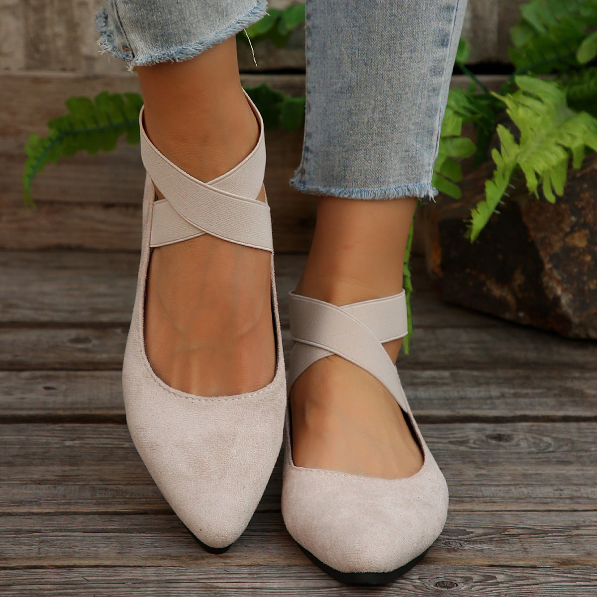 Damen Bequeme Ballerinas mit elastischem Riemchen und modischem Design EB