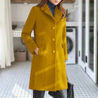 Damen eleganter Wollmantel mit klassischem Kragen und Taschen EB
