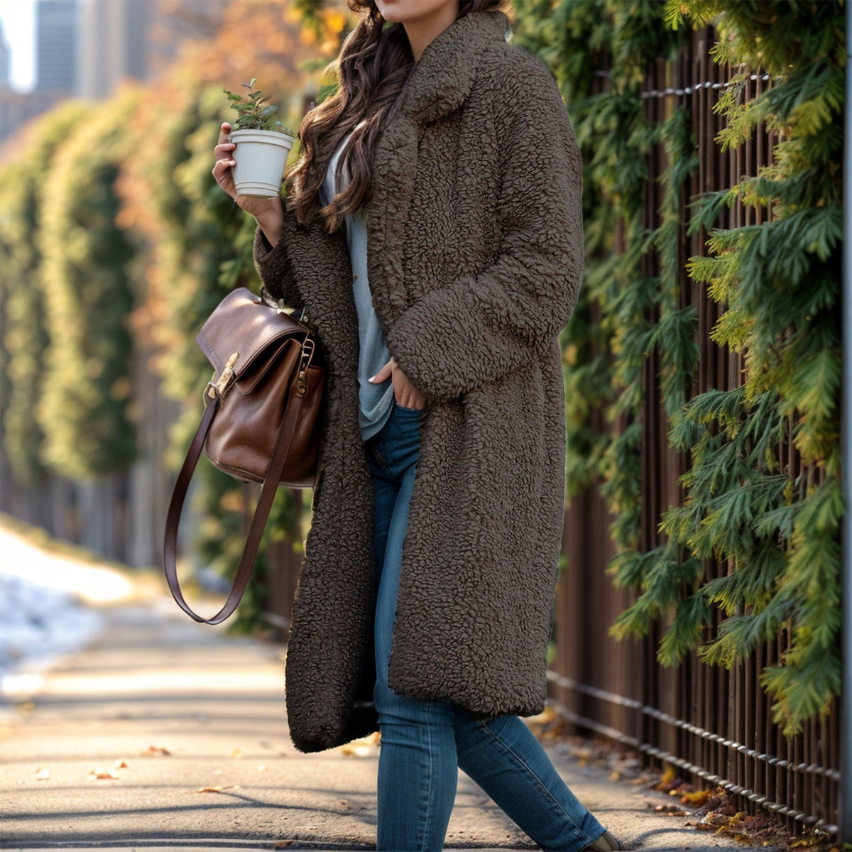 Damen Kuscheliger Sherpa-Mantel EB