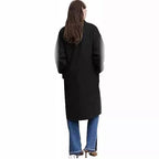 Damen eleganter und lässiger Wollmantel mit doppelter Knopfleiste EB