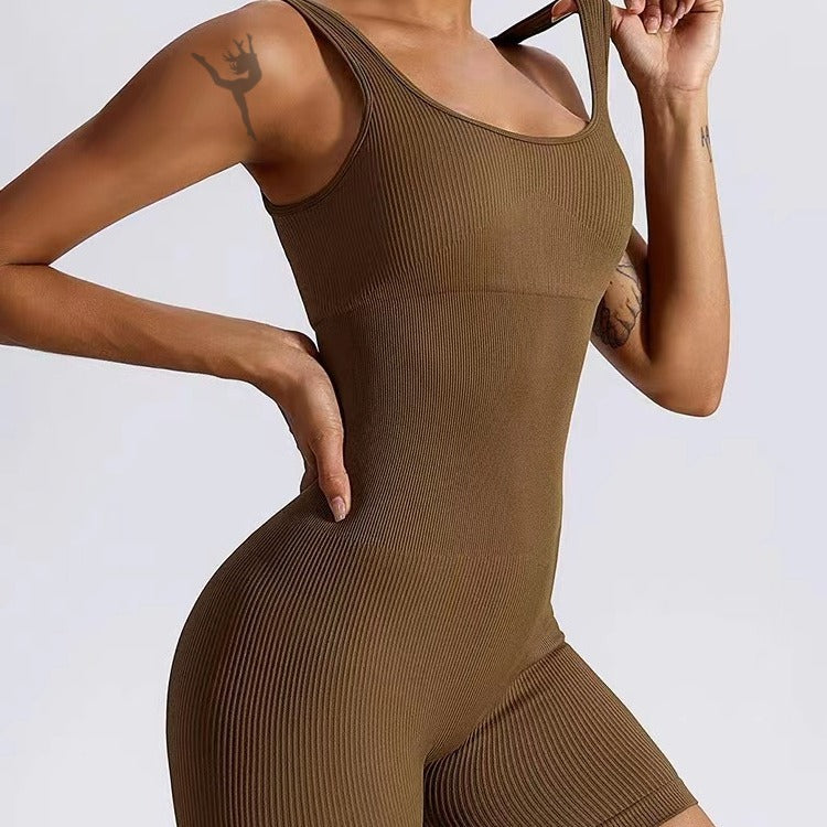 Damen Bodycon Jumpsuit mit Rippstruktur EB