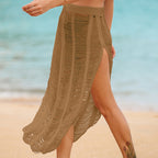 Damen eleganter Häkel-Strandrock mit hohem Schlitz EB