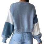 Damen Grobstrick-Cardigan mit ballonförmigen Ärmeln und modischem Design EB