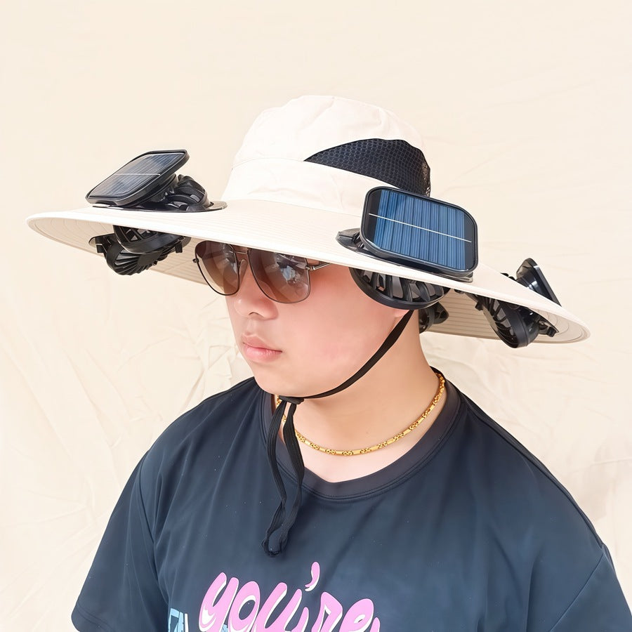 Sonnenhut mit abnehmbaren Solar-Ventilatoren