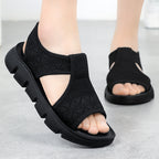 Damen Bequeme Sandalen mit elastischen Riemen und rutschfester Sohle EB