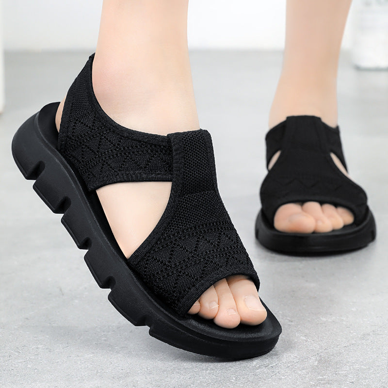 Damen Bequeme Sandalen mit elastischen Riemen und rutschfester Sohle EB