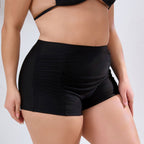 Damen-Badeshorts mit hoher Taille und Rüschendetails