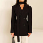 Damen eleganter taillierter Blazer mit Schal EB