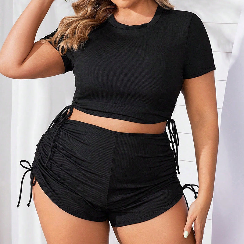 Damen Sportliches Crop-Top und Shorts Set EB