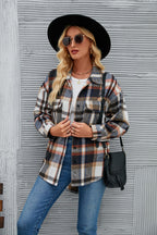 Damen Karottenjacke im lässigen Oversized-Stil mit kontrastierenden Karomustern EB