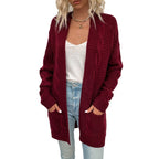 Damen Grober Strickcardigan mit offenem Schnitt und praktischen Taschen EB