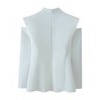 Damen elegante Blazerjacke mit modernem Schnitt und außergewöhnlichem Kragen EB