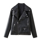 Damen Kunstleder Bikerjacke mit asymmetrischem Reißverschluss und dekorativen Zipperdetails EB