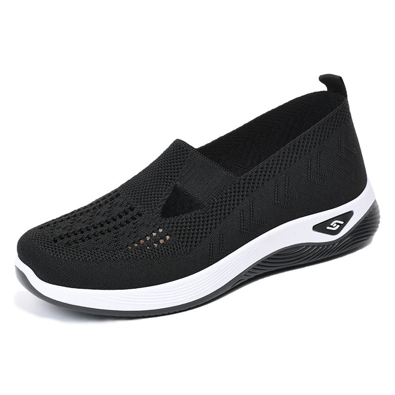 Damen bequeme Slip-On Schuhe mit atmungsaktiver Strickoberfläche EB
